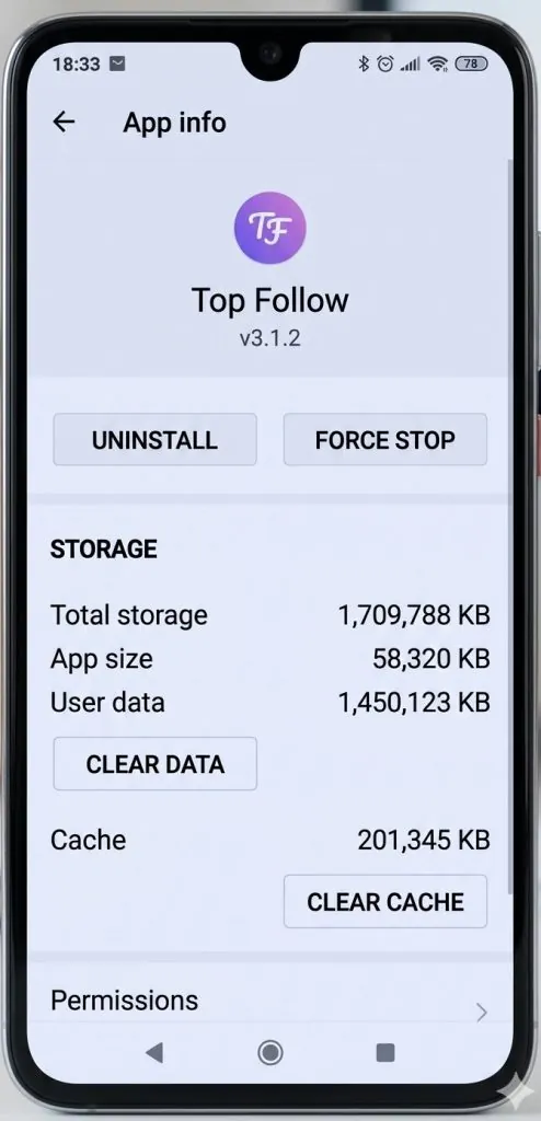 Clear Top Follow APK Cache